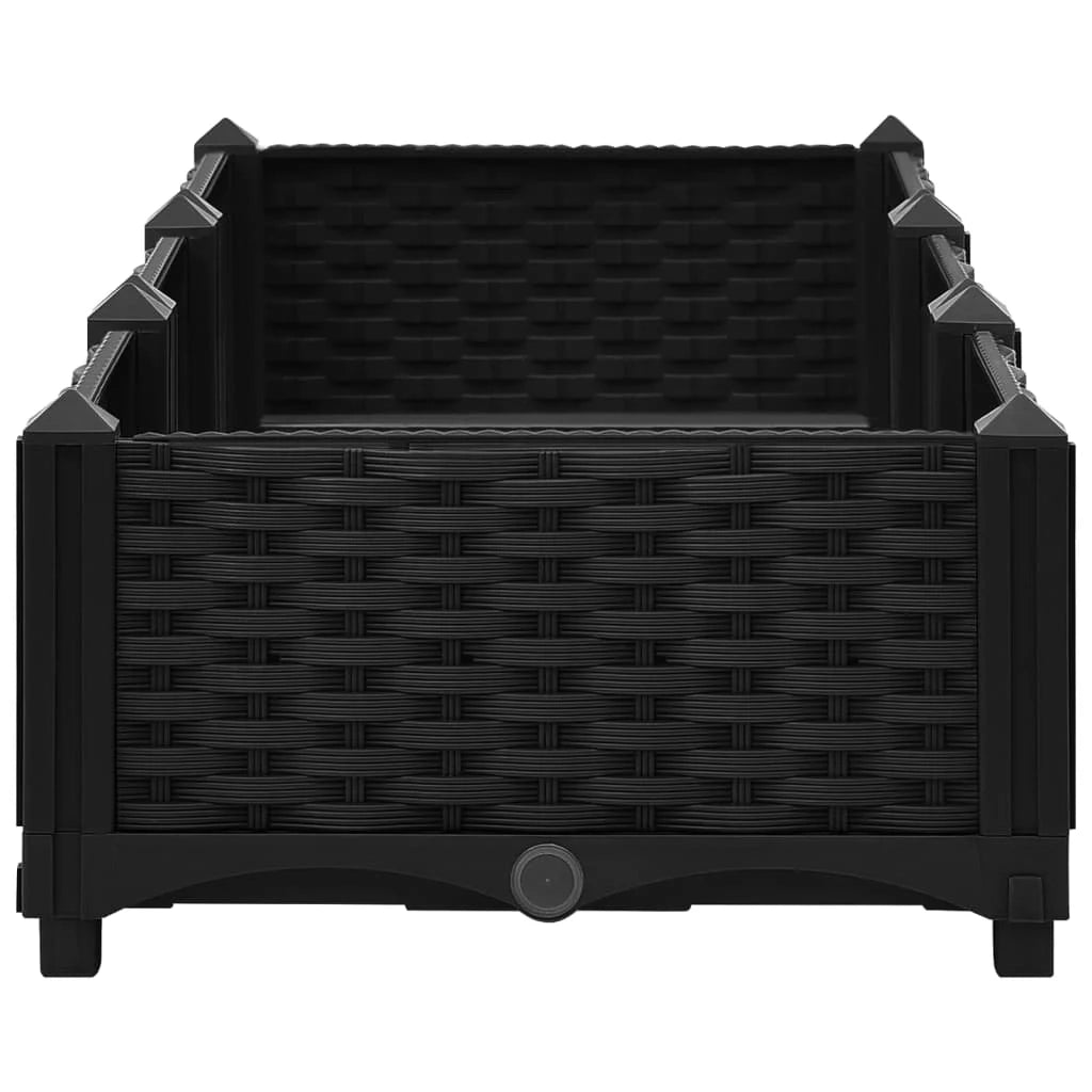 Fioriera rialzata per piante e fiori giardino 120 x 40 x 23 cm polipropilene nero 02_0000904