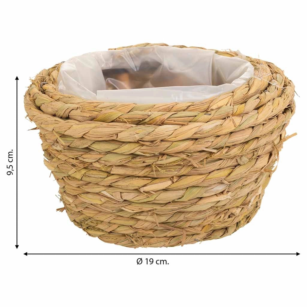 Cesto in corda intrecciata marrone d19x9,5h