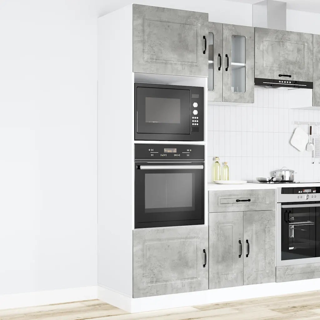 Pensile da cucina | Armadi Forno 2 pz Kalmar Grigio Cemento in Legno Multistrato