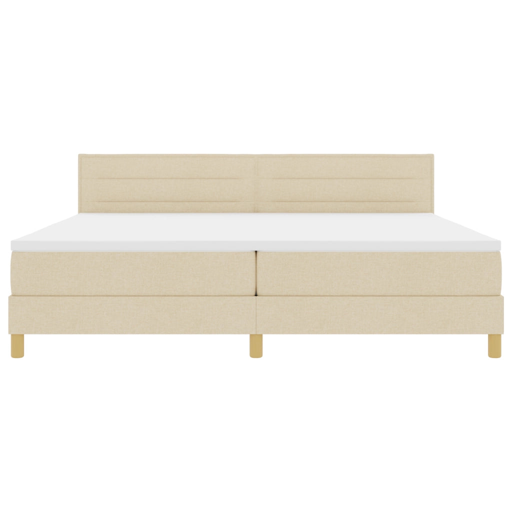 Letto a molle con materasso e LED Panna 200x200 cm Tessuto