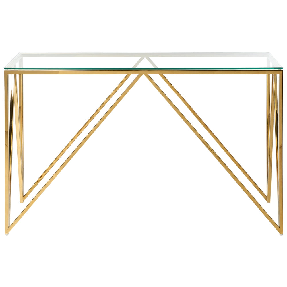 Consolle Vetro Temperato dorato Acciaio Inossidabile 120 x 40 cm Rettangolare Glam Moderno Soggiorno Camera Da Letto Corridoio