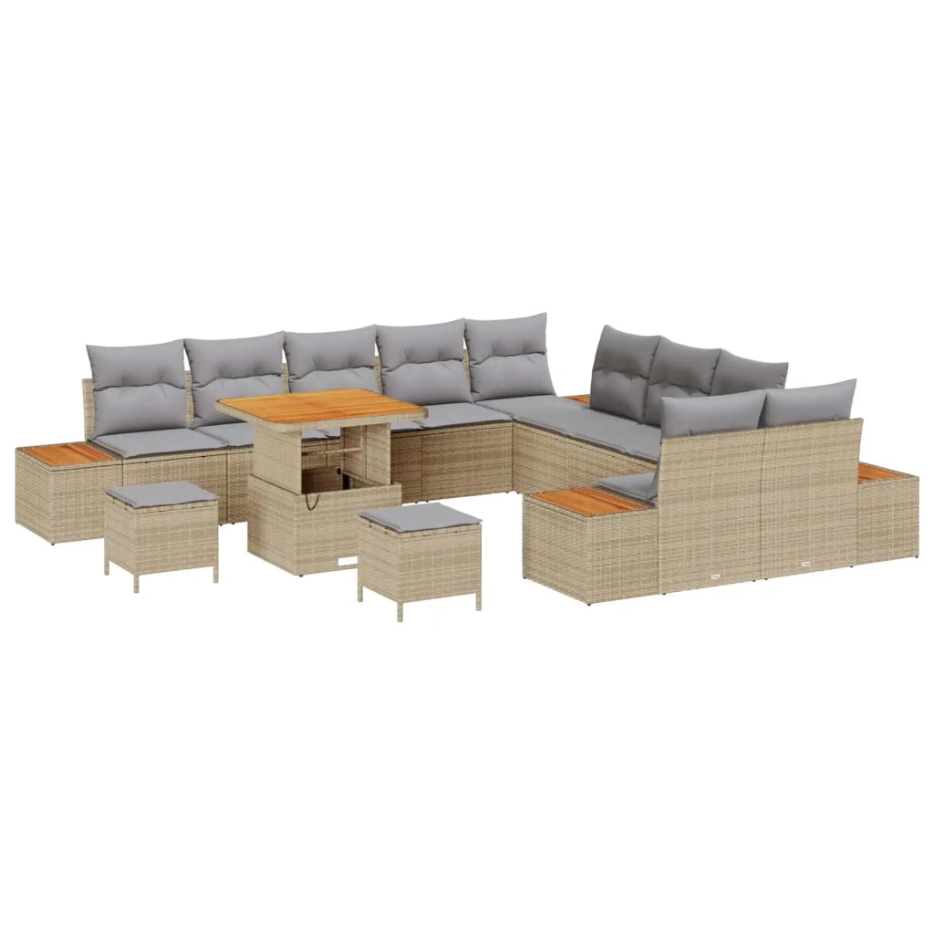 Set Divano da Giardino con cuscino 13 pcs Beige e Grigio Chiaro 3363362