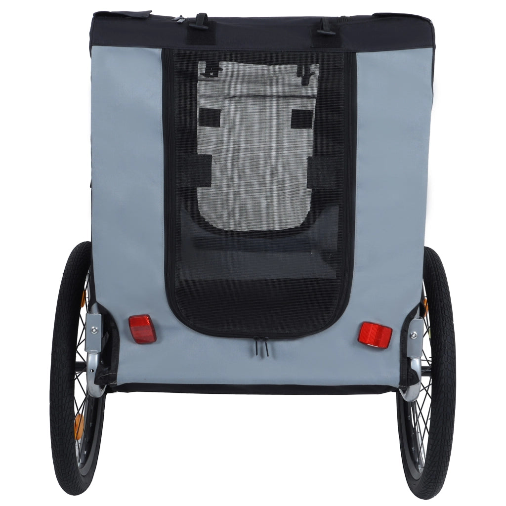 Rimorchio bici per cani fino a 40 kg nero/grigio con copertura antipioggia e rete