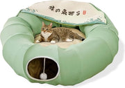 Tunnel e letto per gatti per interni con krabbal, design pieghevole, casa per gatti verde