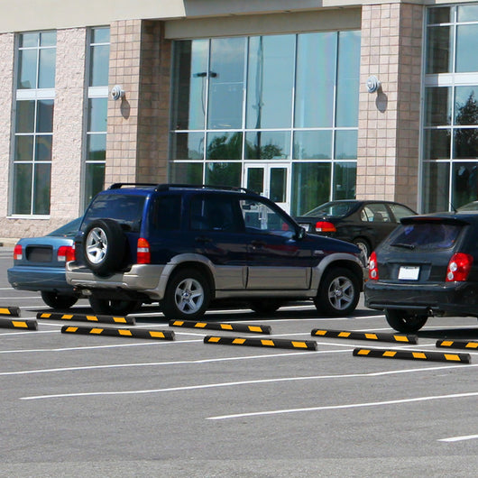Fermaposto per veicoli da garage con strisce riflettenti gialle per ruote per auto-Curb in gomma per parcheggio Nero