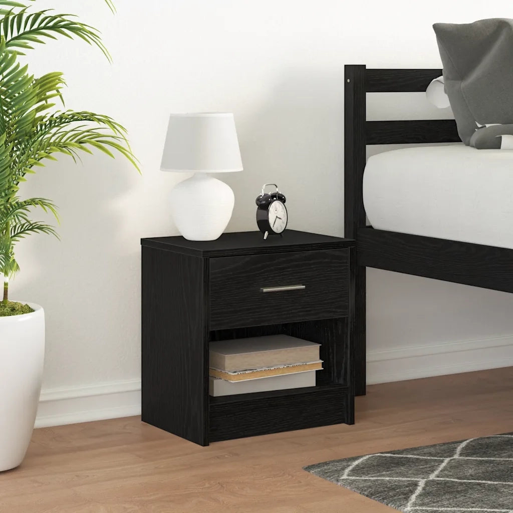 Comodino | Armadio da Notte | Mobiletto da notte con Cassetto Nero 39x28x41 cm