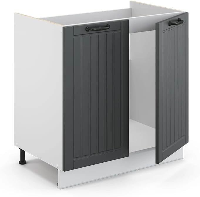 Mobile lavello cucina Fame-Line, Antracite casa di campagna, 80 cm, PL Rovere, per la combinazione con altri moduli della serie Fame-Line