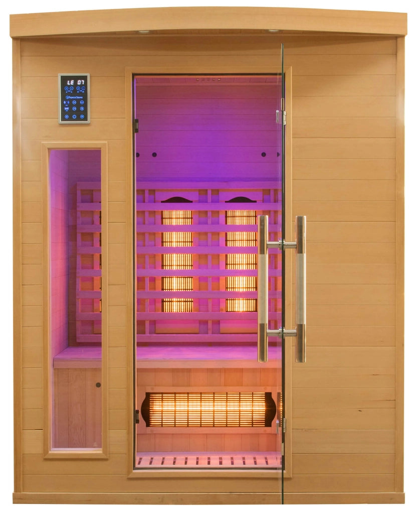 Sauna Finlandese ad Infrarossi 3 Posti 153x128 cm H190 in Legno di Abete Apollon 3