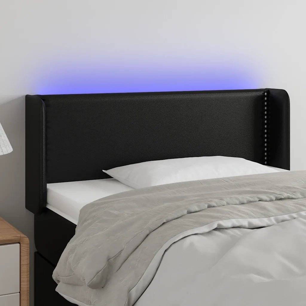 Testiera | Testata a LED Nera 93x16x78/88 cm in Similpelle