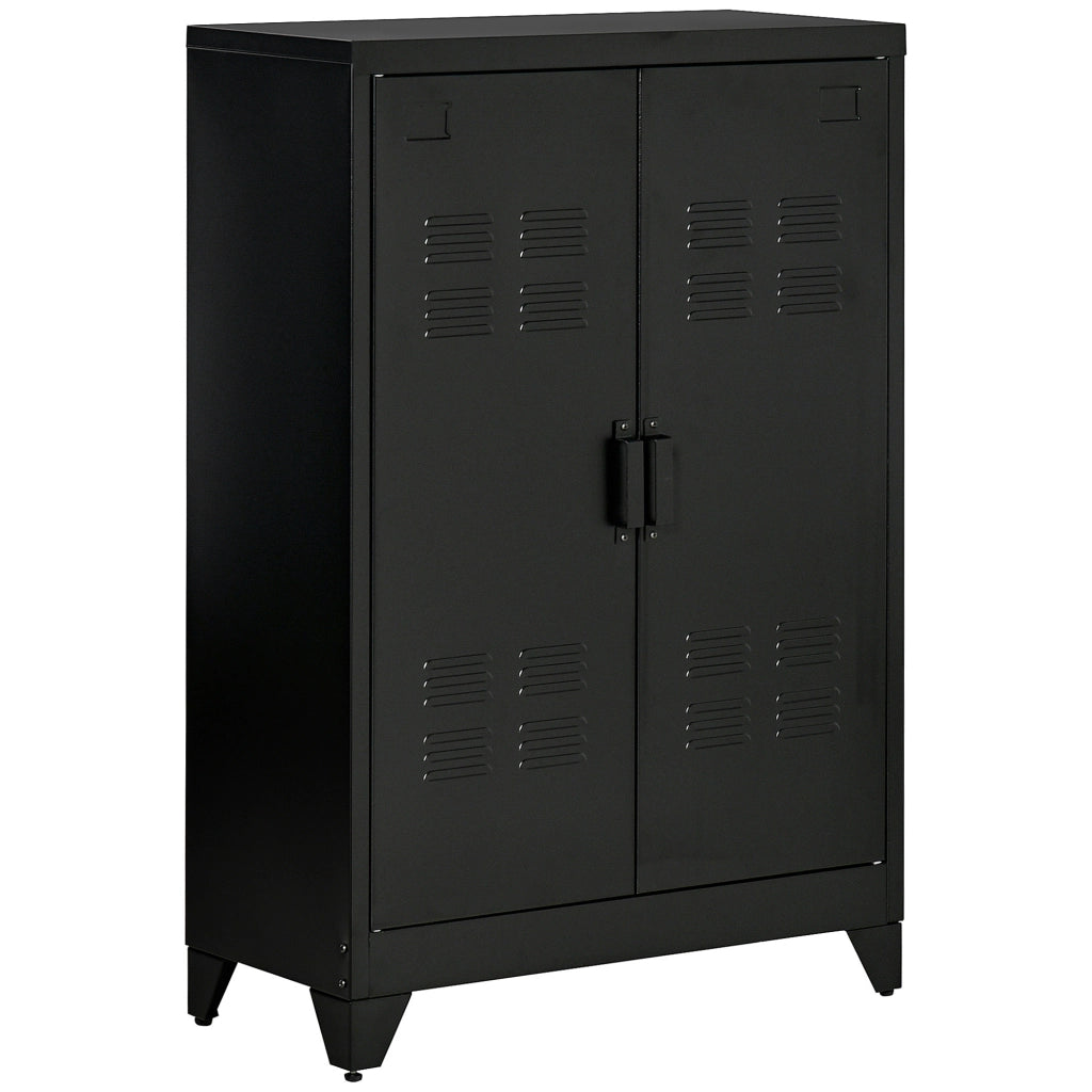 ARMADIO 75x33x110 cm in metallo nero con 2 ripiani regolabili
