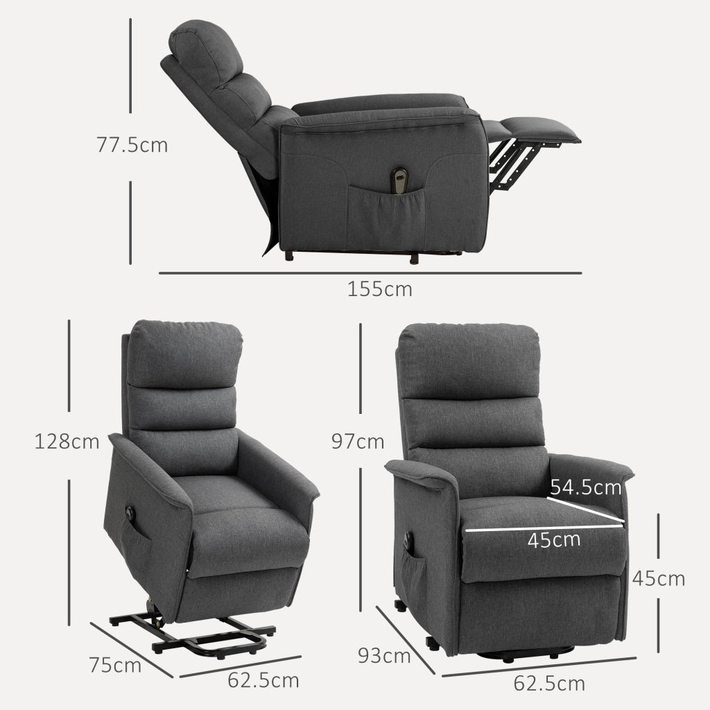 Poltrona Alzapersona Elettrica 1 Motore con 8 Punti Vibranti 62,5x93x97 cm 4 Modalità di Massaggio e Riscaldamento