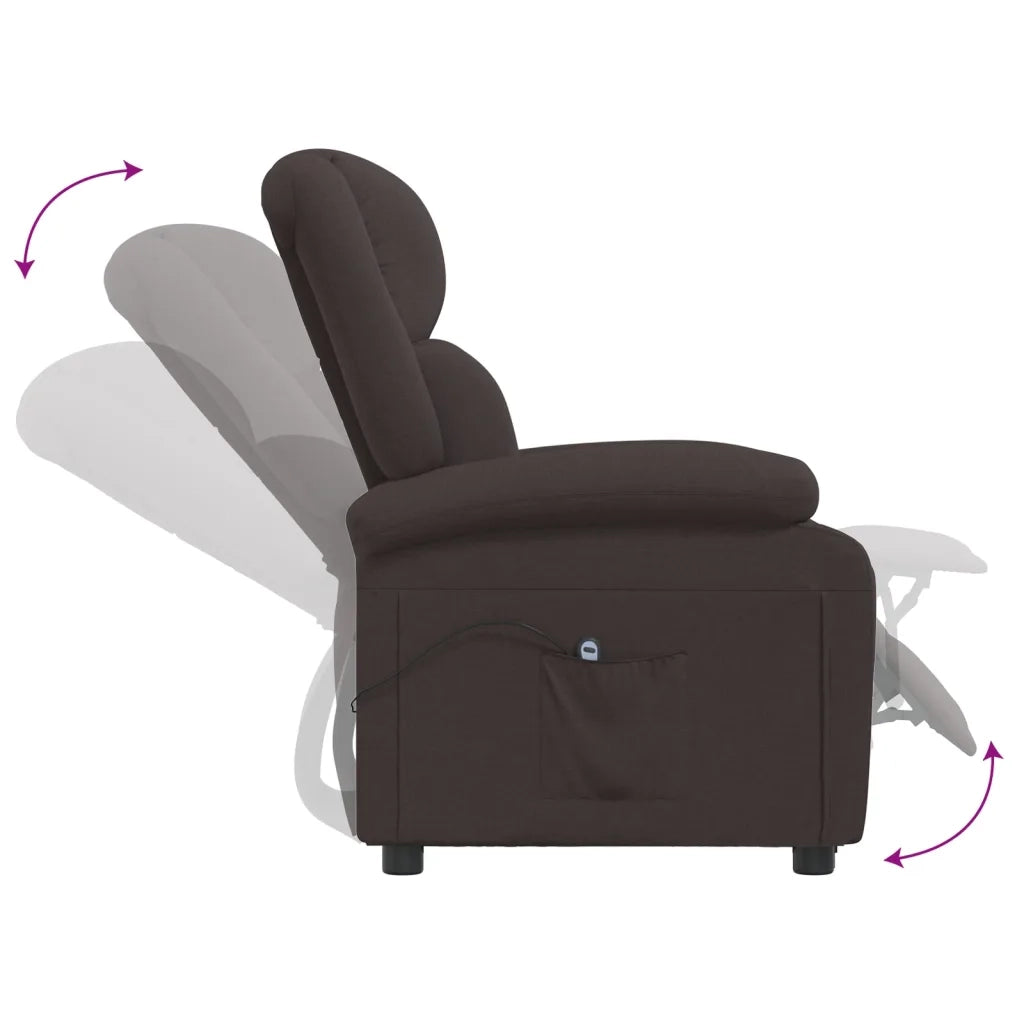 Poltrona Elettrica Reclinabile Marrone Scuro in Tessuto 3098357