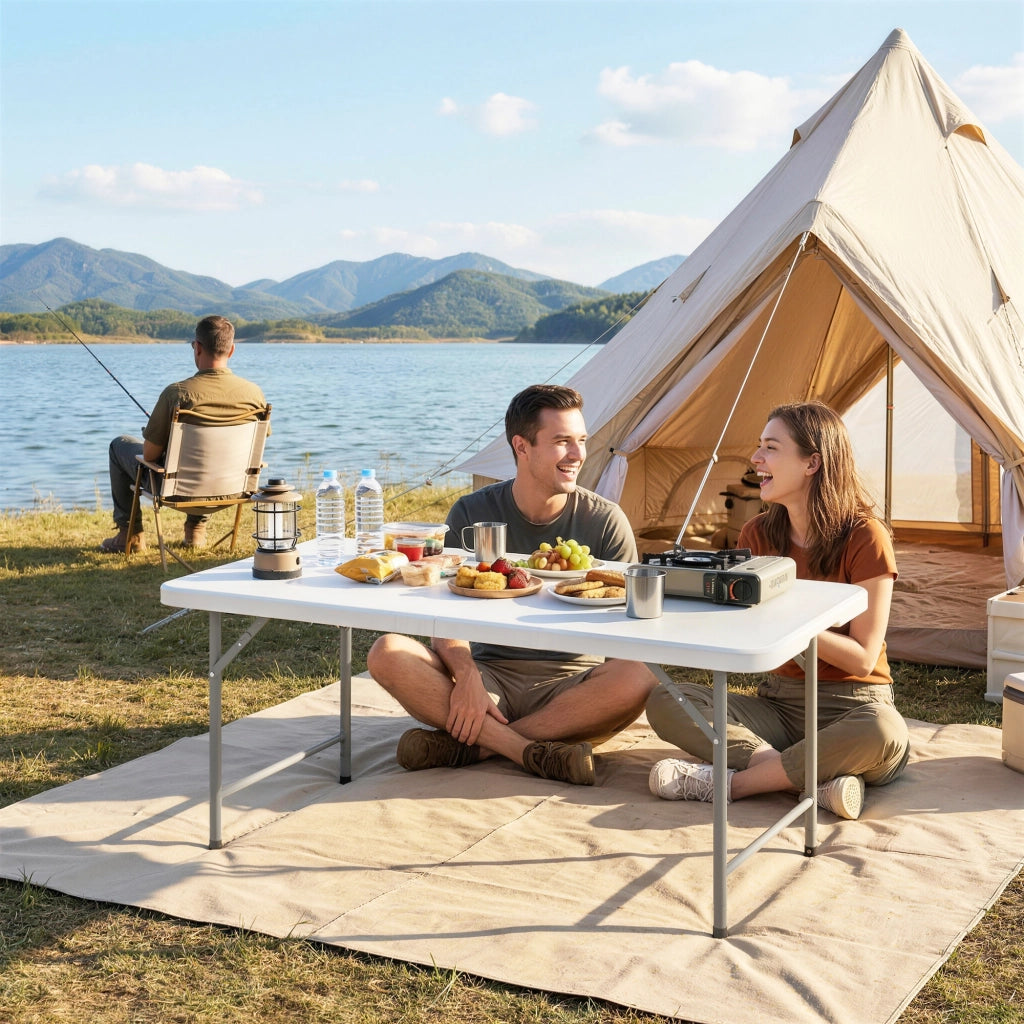 Tavolo da pranzo pieghevole ¨C zephmum ¨C HDPE bianco 120x60x74 cm