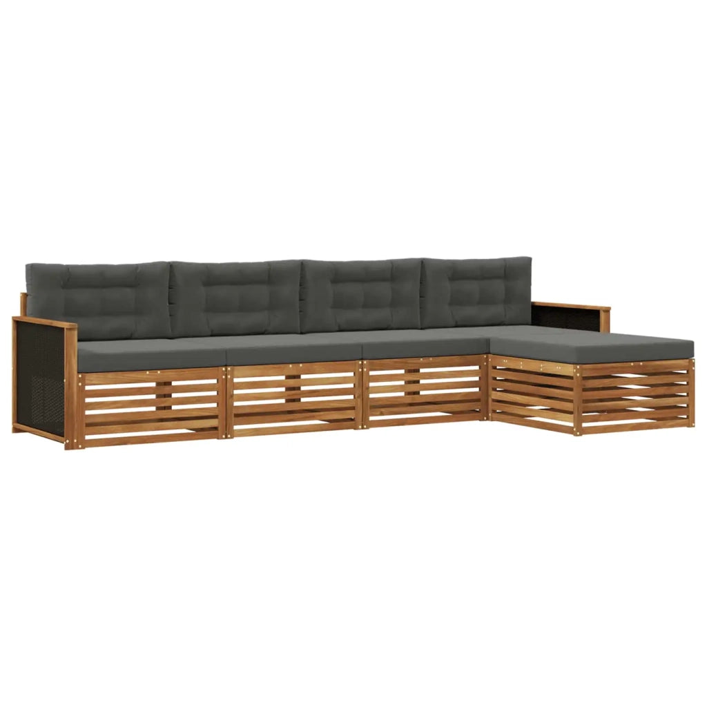 Set di divani da esterno 5 pcs Naturale e Antracite Poliestere