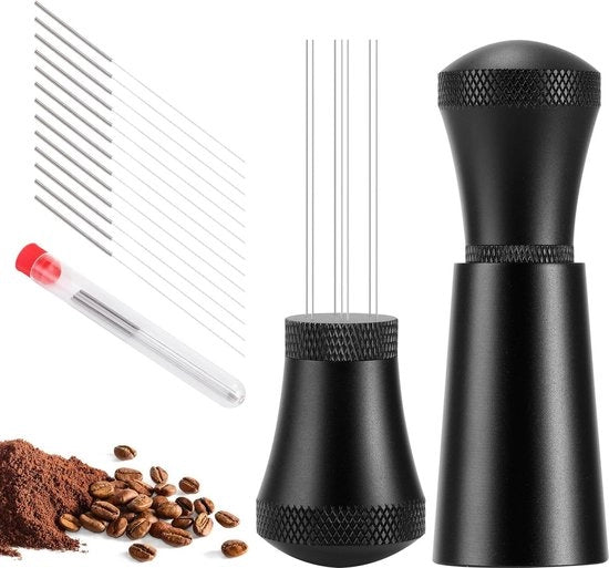 Strumento per ridurre la larghezza del caffè espresso con 6 punte di ricambio - Nero opaco - 6 punte di ricambio