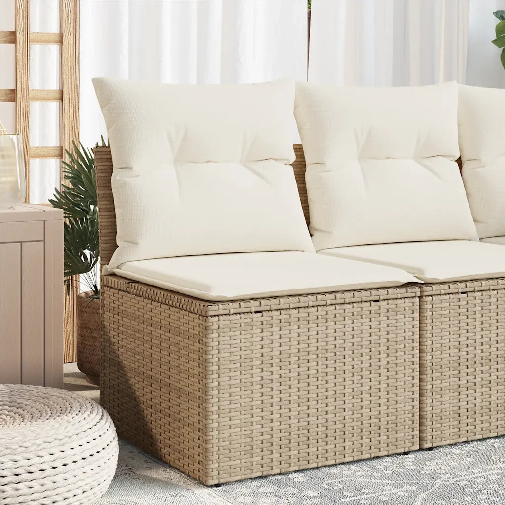 Sedia Giardino Senza Braccioli con Cuscini Beige in Polyrattan 366073