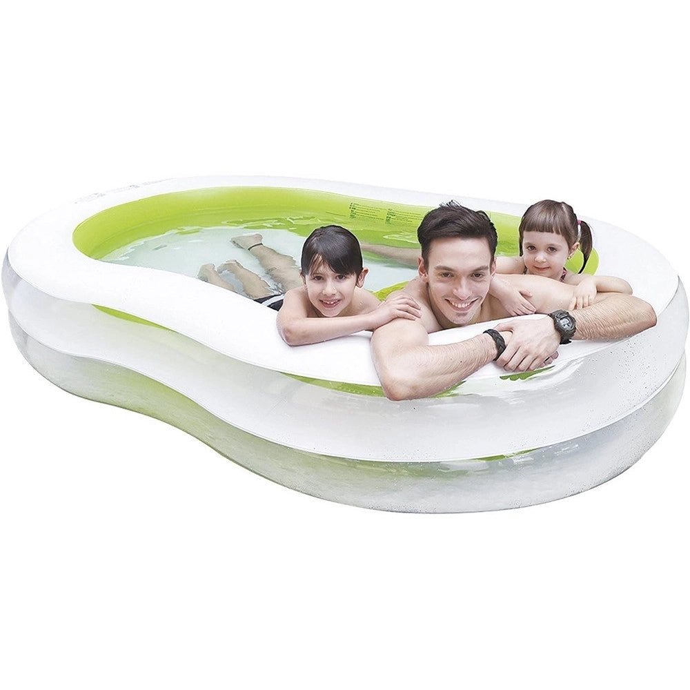 Trade Shop - Piscina Gonfiabile Sagomata Famiglia Pool 240x140x47 Cm Trasparente Verde 016090 -