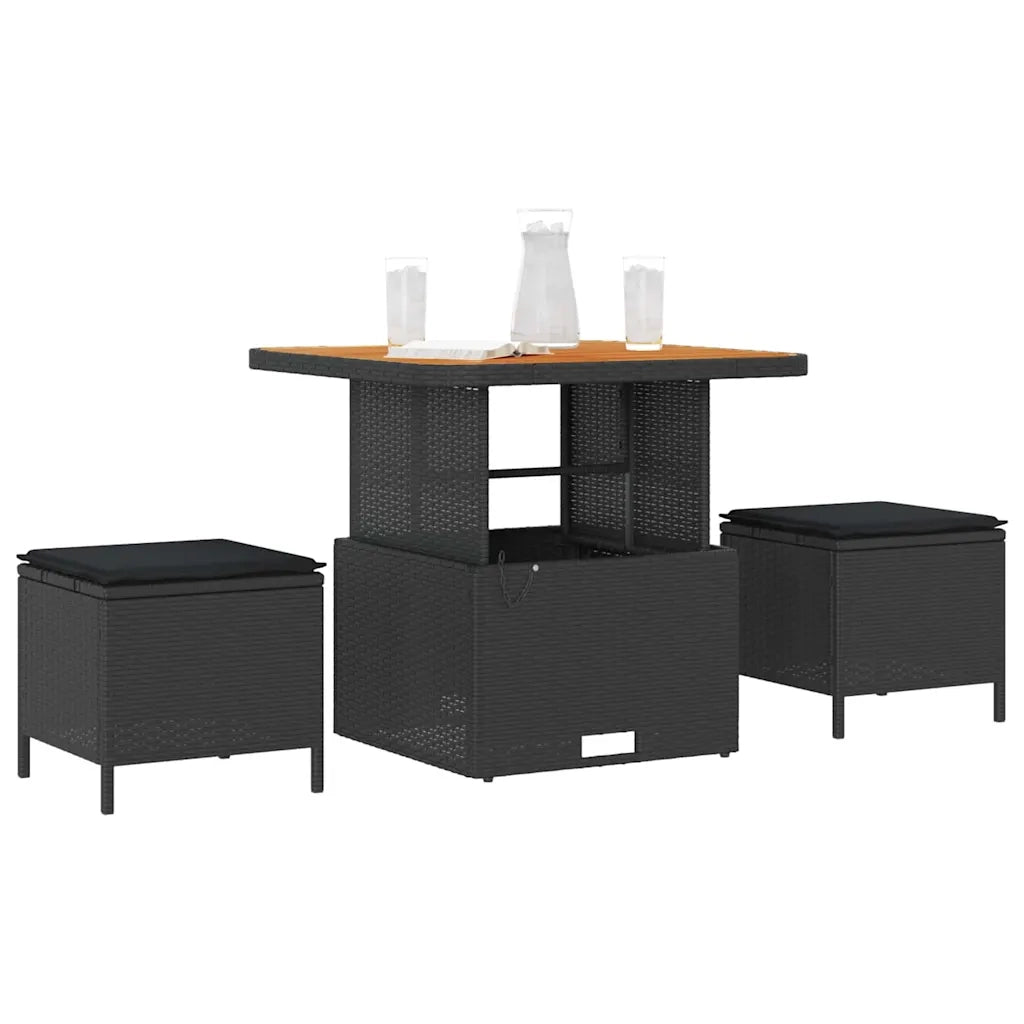 Set da Pranzo per Giardino Nero polyrattan 42007911