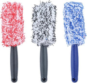 Set di pennelli per ruote 3 pezzi - pulitore a microfibra premium per ruote in acciaio ruote in alluminio per tutti i tipi di ruote Pulizia delicata fino alle profondità della ruota