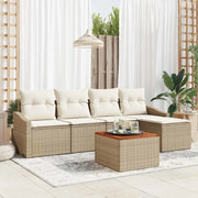 Set Divano da Giardino con cuscino 6 pcs Beige polyrattan