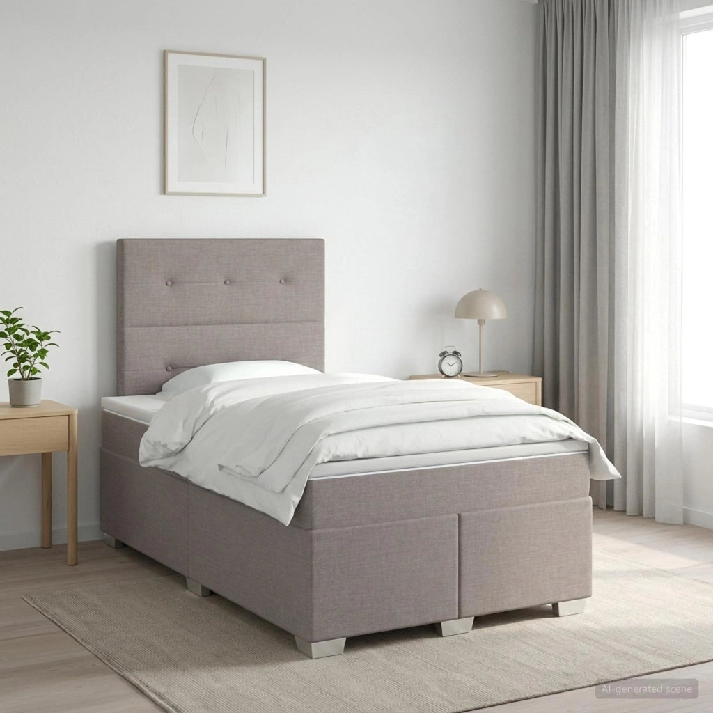 Letto box spring con materasso Tortora 120 x 200 cm Tessuto 3453385