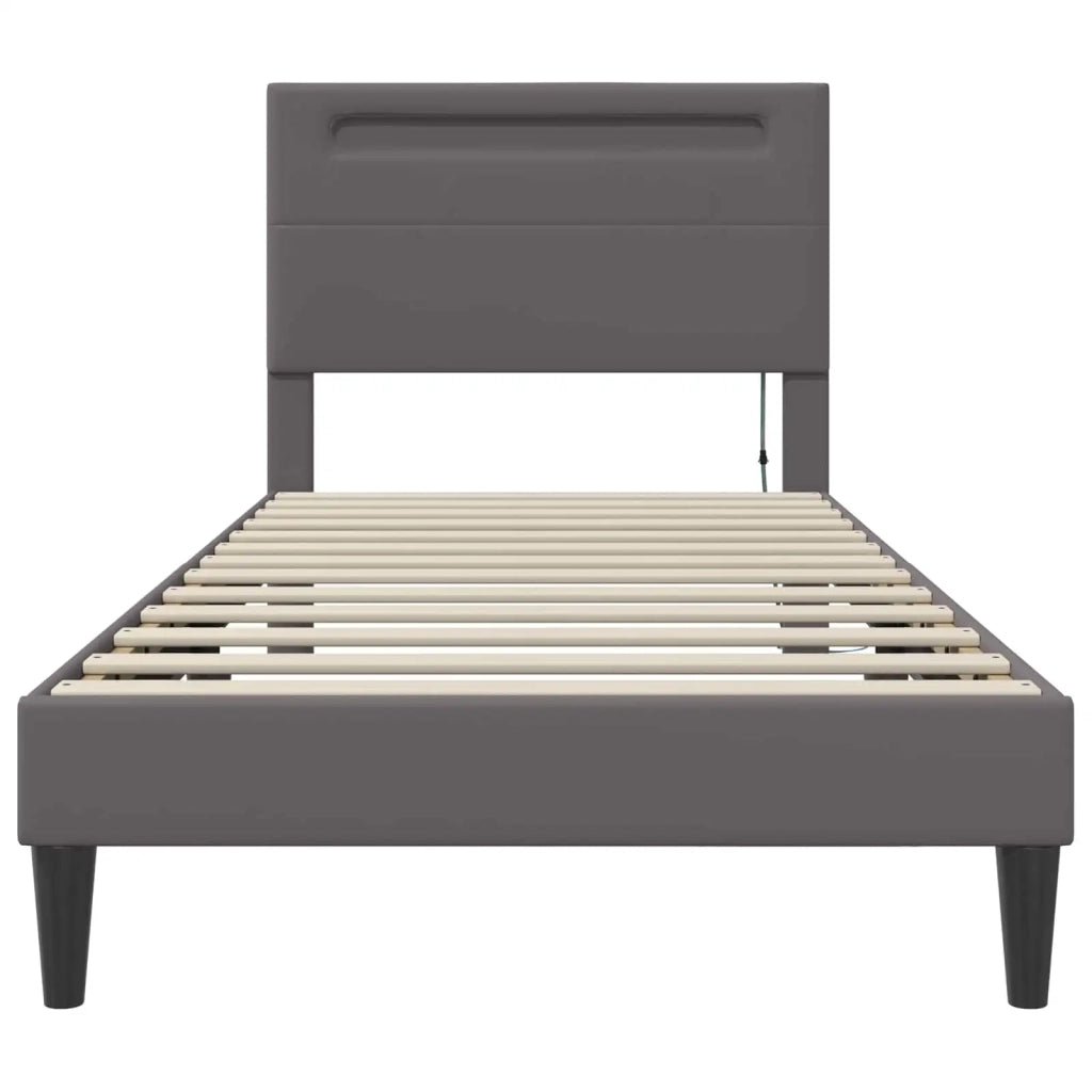 Struttura del letto con testiera Grigio 90 x 190 cm Similpelle