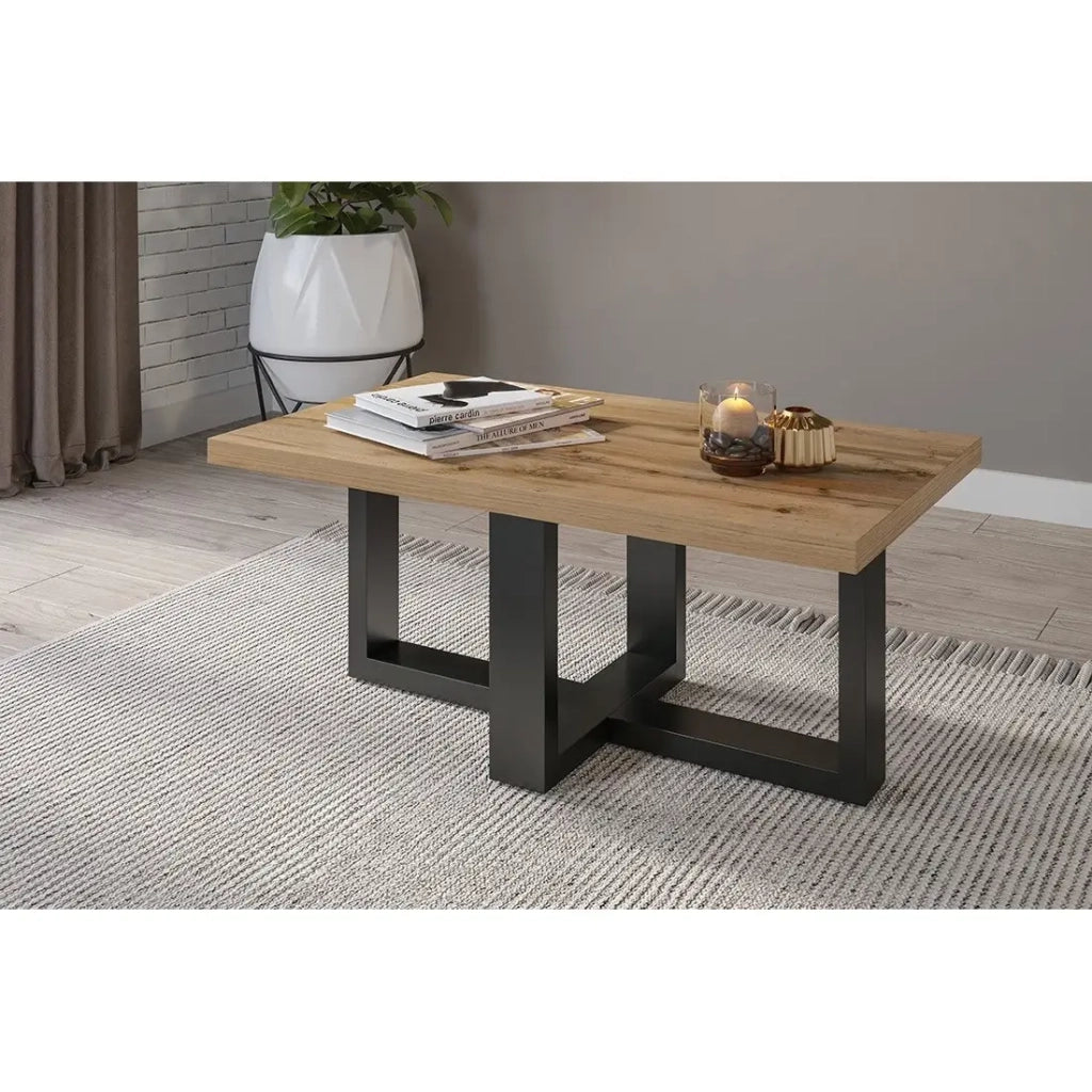 Tavolino da salotto design rettangolare collezione COXI Colori rovere e nero