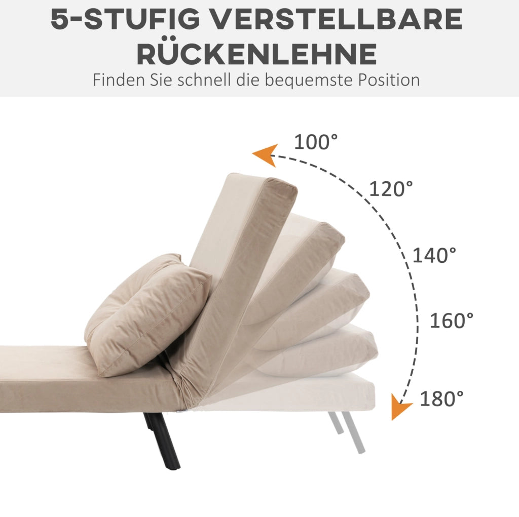 Poltrona letto beige in tessuto effetto velluto reclinabile