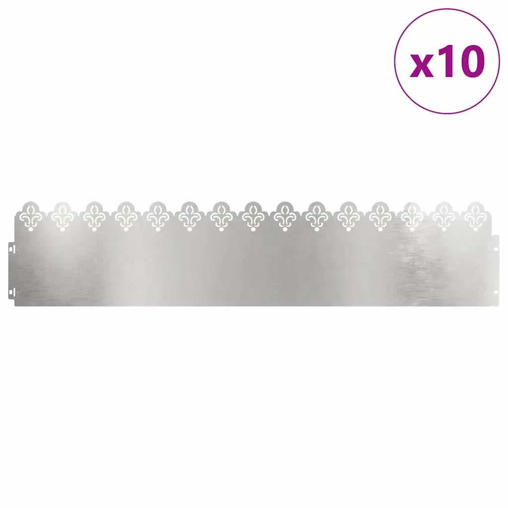Bordure per prato 10 pz 103 x 0,05 x 22 cm Acciaio inossidabile 874756