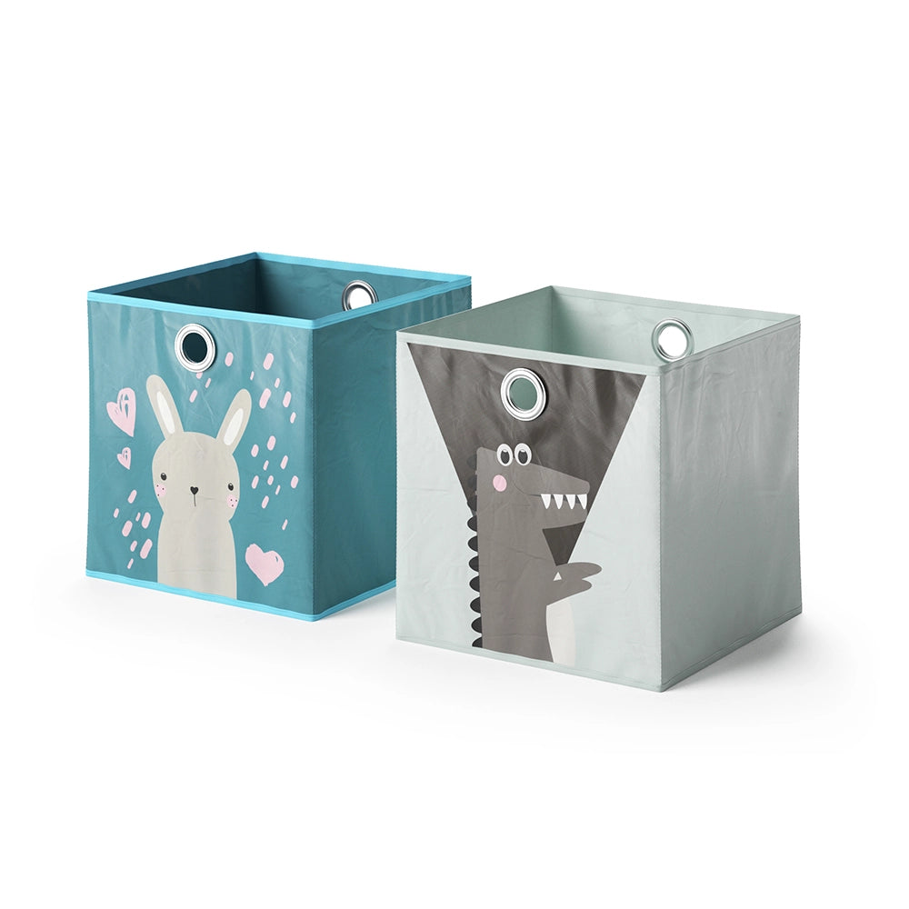Vicco Scatola pieghevole Grigio-blu 30 x 30 cm Set di 2