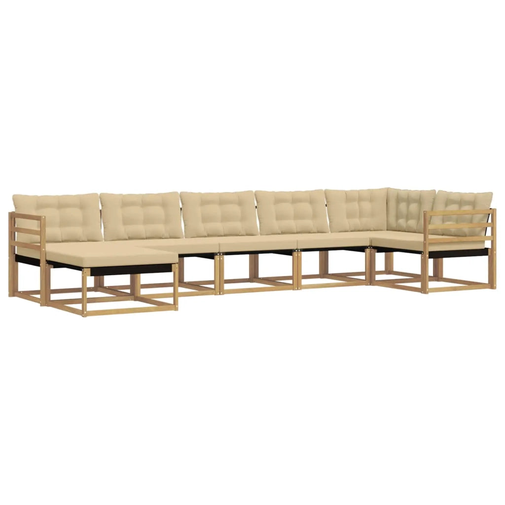 Set di divani da esterno con cuscino 7 pcs Bianco e Beige