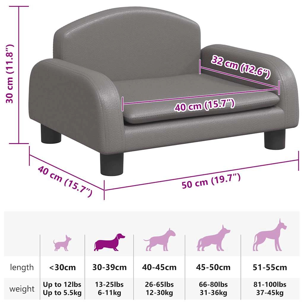 Cuccia per cani a forma di cesto comoda 50 x 40 x 30 cm in similpelle grigia 02_0042673