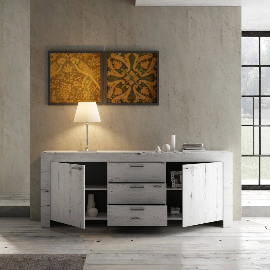 Mobile Buffet in Melaminico 210x43x86cm TFT Neve Rovere Neve
