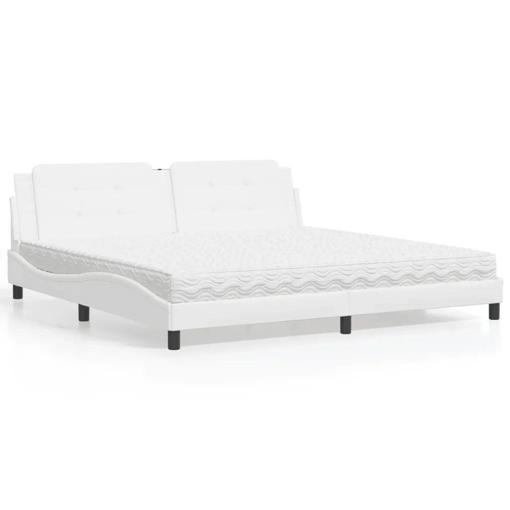 Letto con Materasso Bianco 200x200cm in Similpellecod mxl 115712