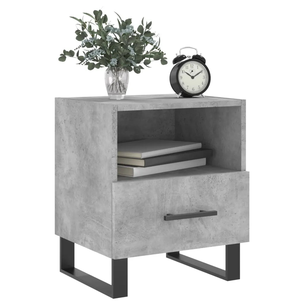 Comodino | Armadio da Notte | Mobiletto da notte Grigio Cemento 40x35x47,5 cm in Legno Multistrato