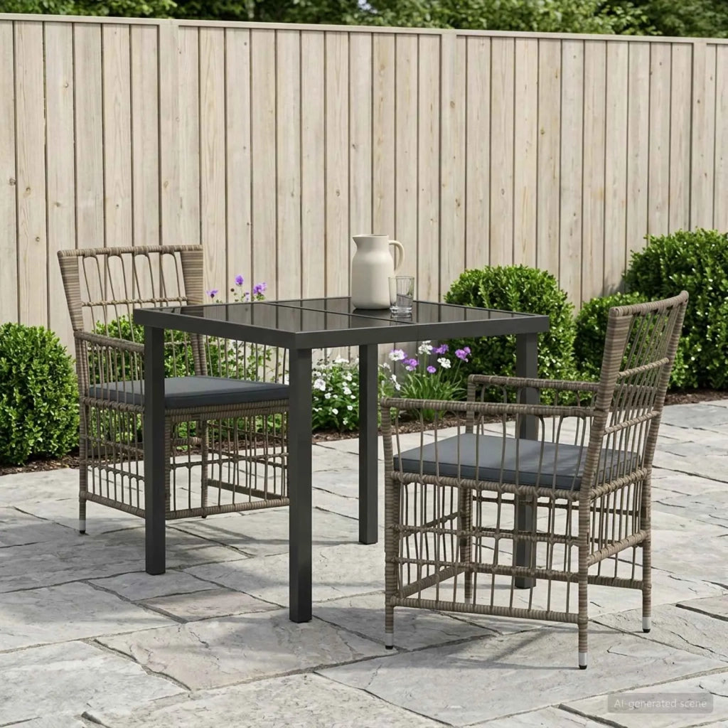 Set da pranzo per esterni 3 pz Grigio polyrattan 3448925
