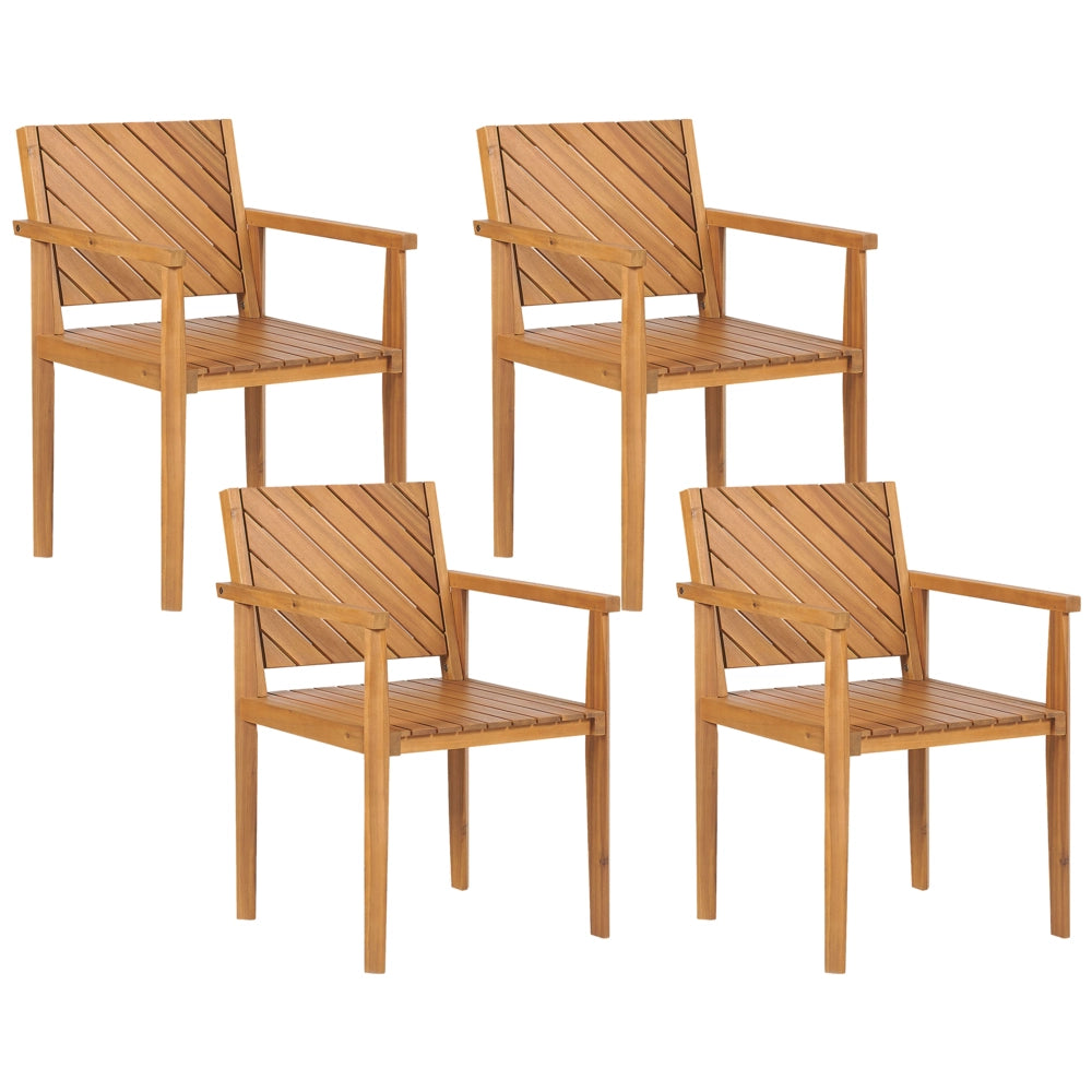 Set di 4 sedie da giardino tradizionali in legno di acacia con braccioli esterno terrazzo stile classico