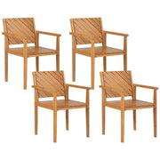 Set di 4 sedie da giardino tradizionali in legno di acacia con braccioli esterno terrazzo stile classico