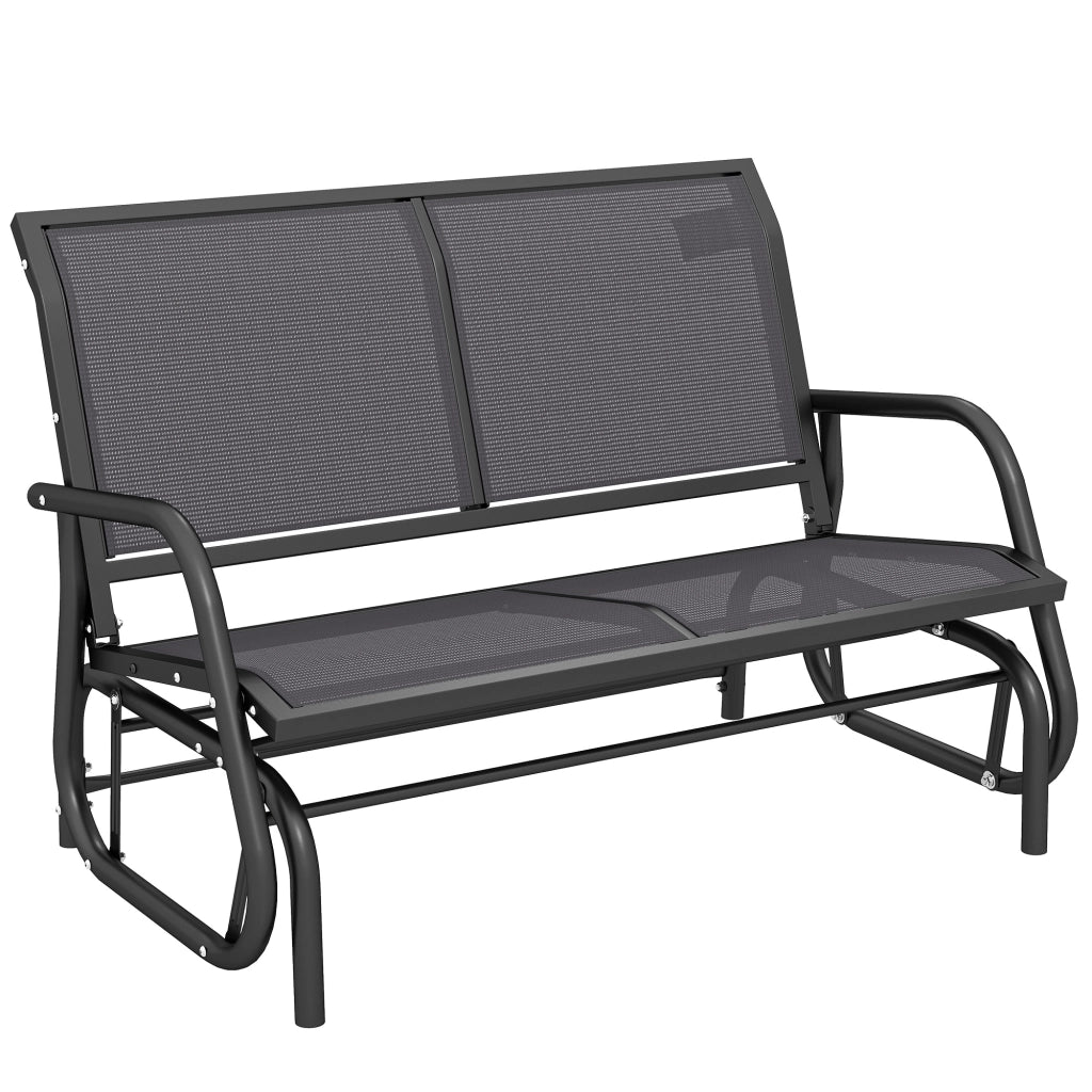 Panchina a Dondolo 2 Posti da Giardino in Metallo e Tessuto a Rete, 120x70x85 cm, Grigio