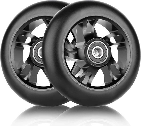 Rulli di riserva, 2 pezzi, ruote scooter 120 mm con ABEC, 9 bielle a sfera, durezza 88A, adatti a tutti i scooter (nero)