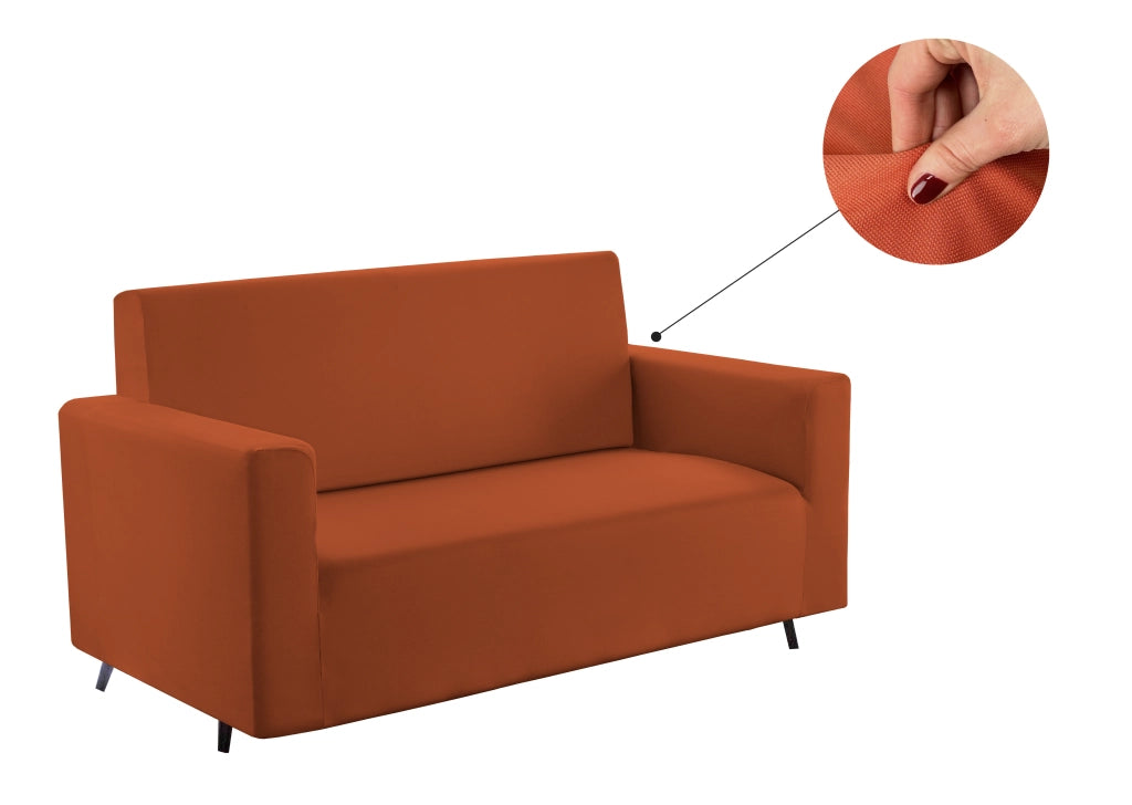 Copridivano E Copri Poltrona Antimacchia Sofà Elasticizzato Modello Magico - Div 2Posti - Arancione