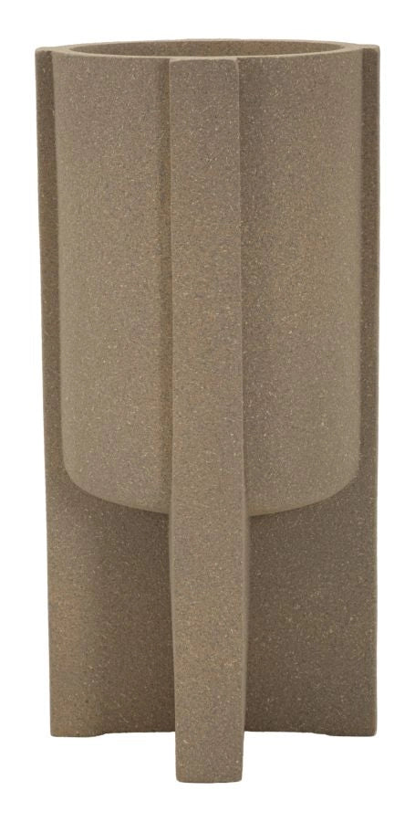 Porta Vaso da Esterno Moai Ø39x80,5 cm in Resina Marrone