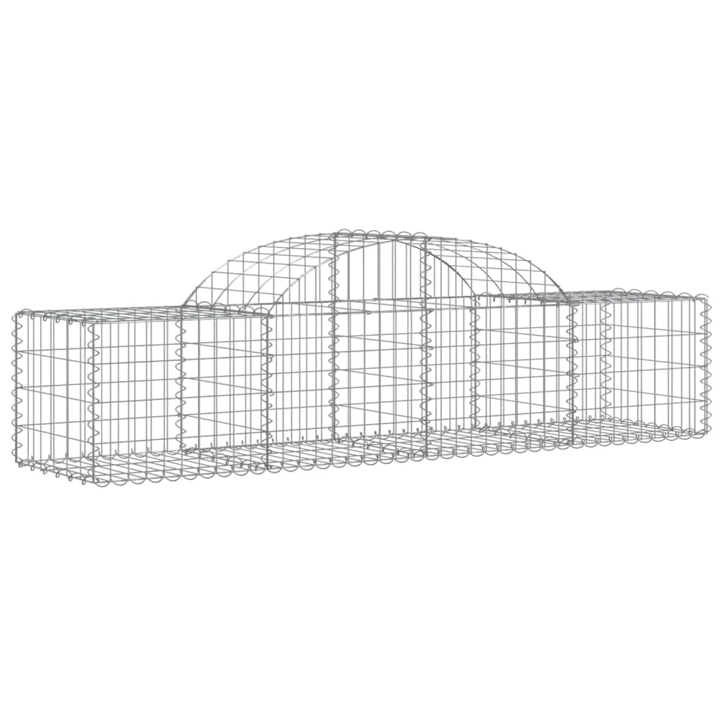 Cesto gabbione recinzione a gabbia muro di contenimento ad arco 200 x 50 x 40/60 cm ferro zincato argento 02_0040041