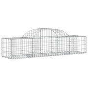 Cesto gabbione recinzione a gabbia muro di contenimento ad arco 200 x 50 x 40/60 cm ferro zincato argento 02_0040041