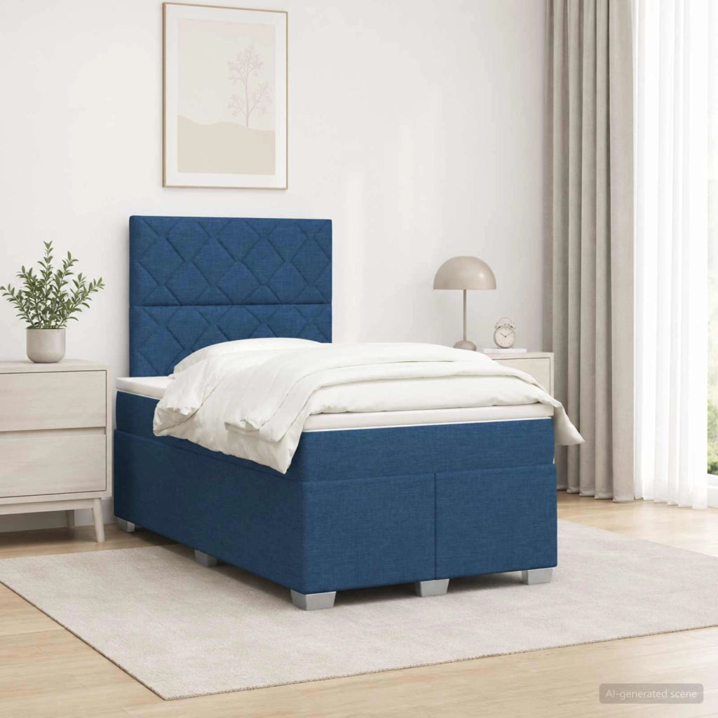 Letto box spring con materasso Blu 120 x 200 cm Tessuto 3453394
