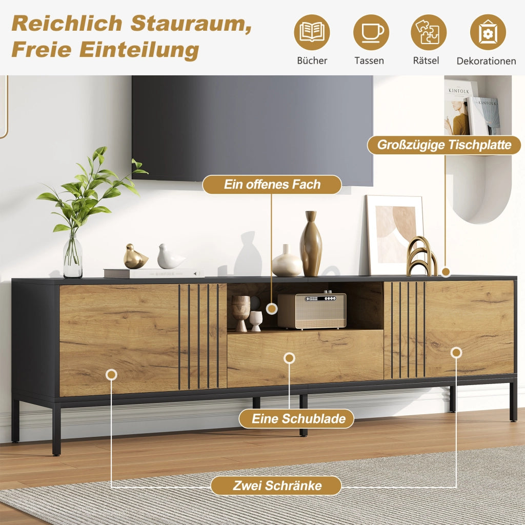 Cassettiera TV in truciolato colore rovere lunghezza 170 cm