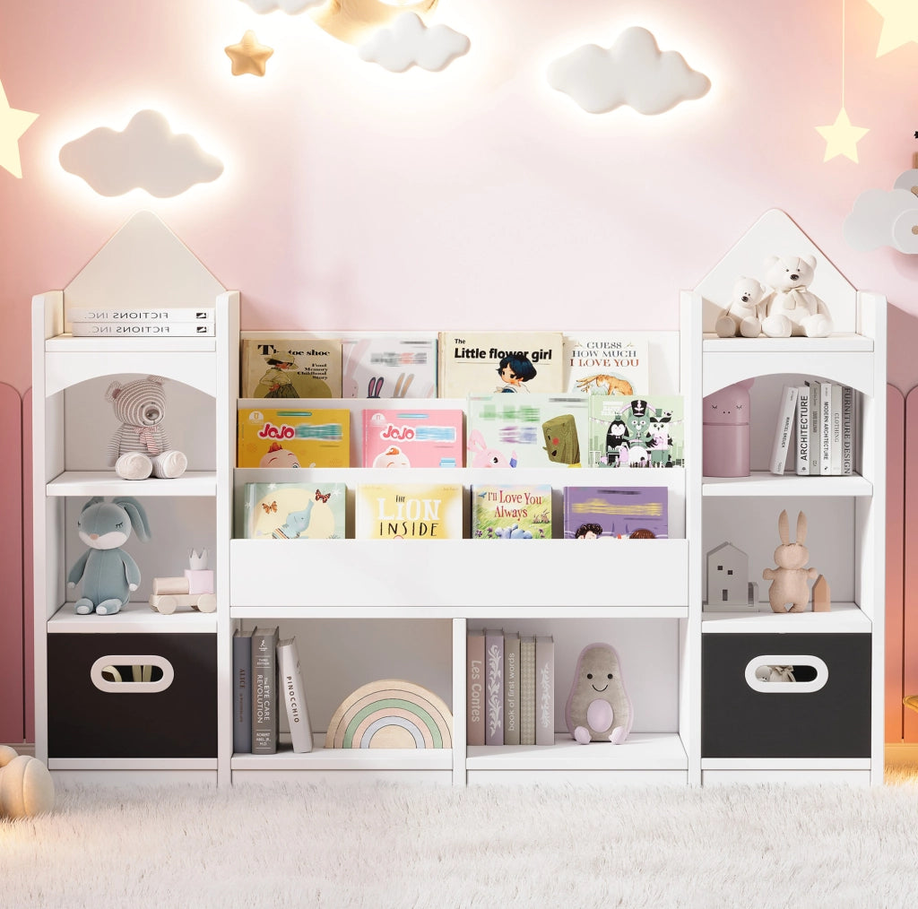 Libreria per bambini con 2 contenitori pieghevoli