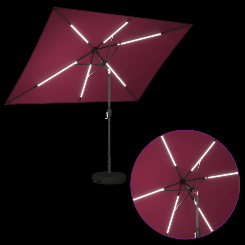 Ombrellone da giardino-Parasol da giardino con luci LED e base 200 x 300 cm Poliestere 608537