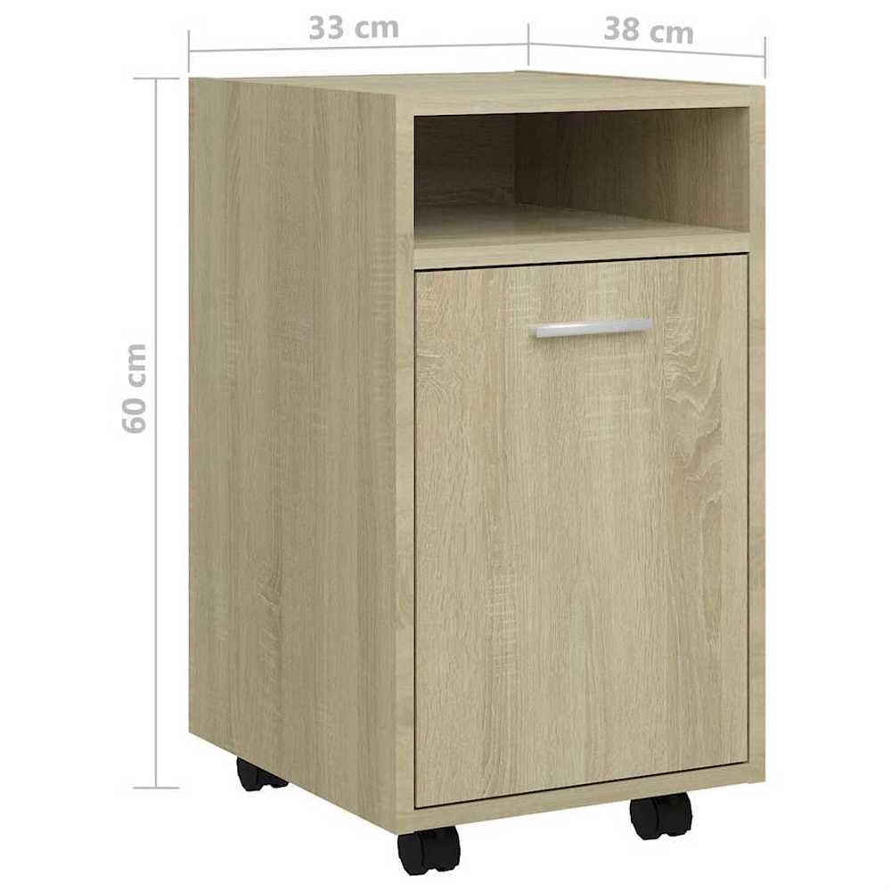 Side Cabinet With Wheels, Sonoma Oak, 33x38x60 Cm