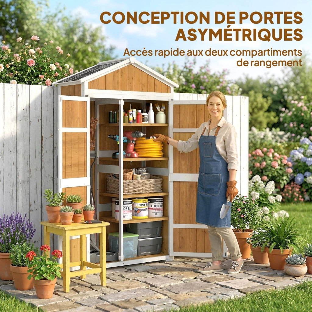 Armadio da Giardino Esterno ¨C Xylo ¨C Metallo Impermeabile Doppia Porta 105x55x179cm Naturale